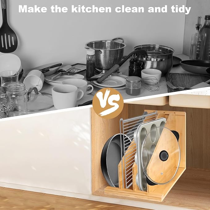 Upgraded Tray Dividers for Cabinets,15in Hx22in Dx12in W, Kitchen Cabinet Tray Divider for Pans, Lids, Pot And Pan, Cookie Sheet. with 3 Dividers,Keeping The Kitchen Organized（1） - Image 5
