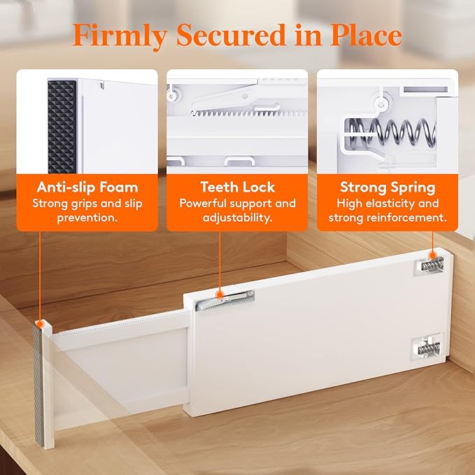 Lifewit 5" Tall Upgrade Drawer Dividers, Adjustable Deep Drawer Organizer | 13.5"-22" Expandable White Drawer Separator for Clothes, Dresser/Kitchen/Closet/Bedroom/Office Organization & Storage, 4 Pack - Image 3
