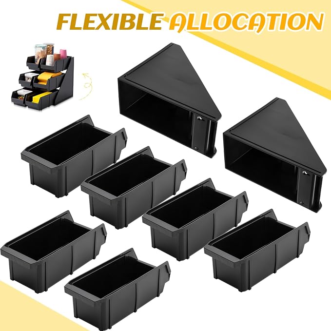 Novabright 6 Compartment Serve Condiment Bin Self Serve Condiment Packet Organizer Stand Countertop Plastic Containers Storage Display Rack for Coffee Shops Restaurants Bars(6 Bin) - Image 5