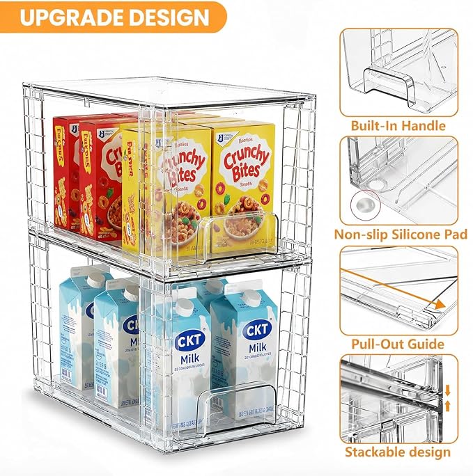 6 Pack Stackable Acrylic Storage Drawers – Clear Plastic Organizer Bins, Easy to Assemble, Suitable for Bathroom, Undersink, Kitchen, Pantry, Makeup, Medicine Organization - Image 5