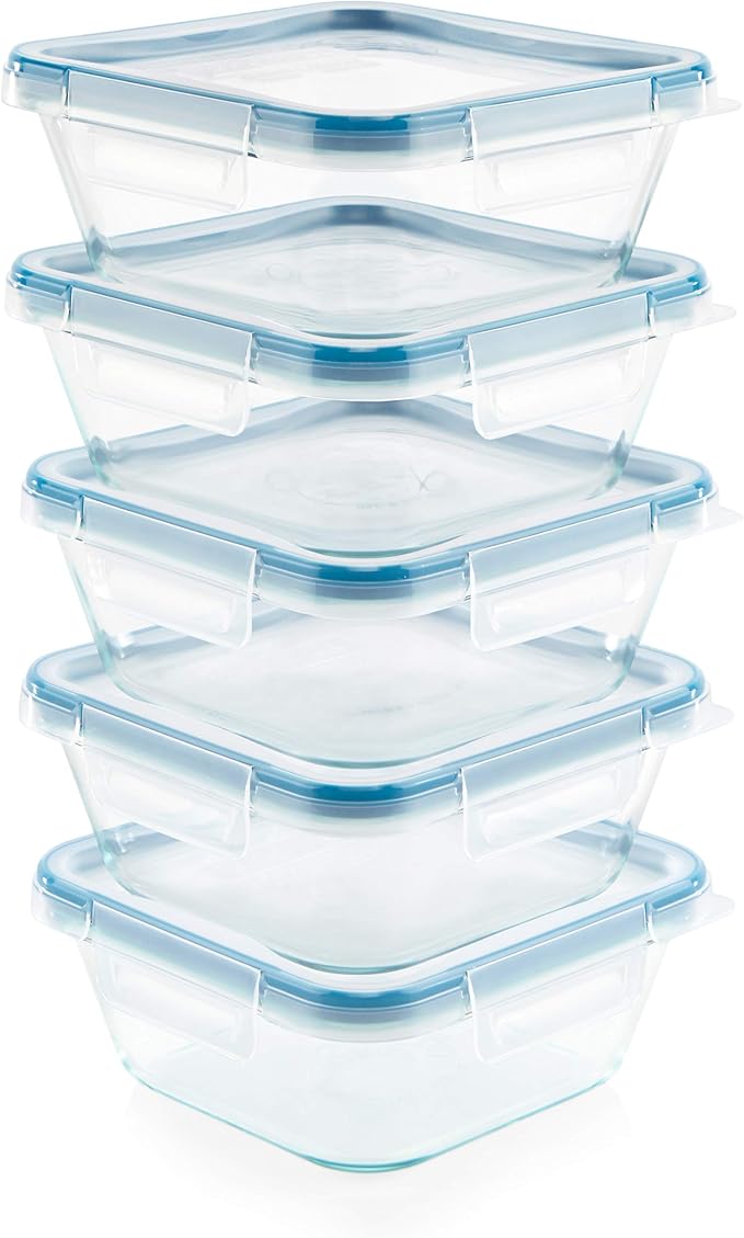 Snapware Total Solutions (10-Pack, 4 Cup) Glass Food Storage Containers Set, Airtight & Leakproof Locking BPA-Free Lids, Freezer Dishwasher Microwave Safe - Image 5
