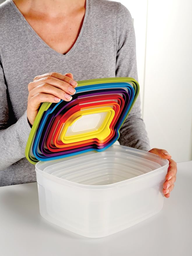 Joseph Joseph Nest Lock Plastic BPA Free Food Storage Container Set with Lockable Airtight Leakproof Lids, 12-Piece, Multi-Color - Image 7