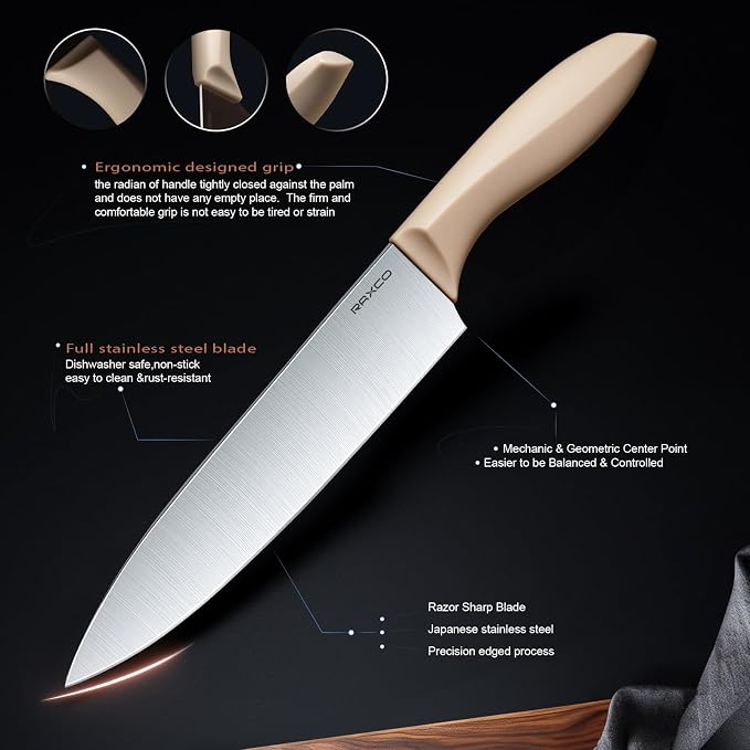 Cooking Utensils Set,18-Piece Kitchen Utensils and Knife Set,Khiki | Food-grade Silicone Utensils Heat-resistant to 410°F,5-Piece Stainless Steel Kitchen Knife with Sharpener and Cutting Board - Image 6