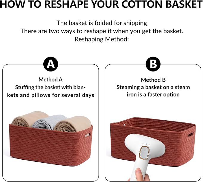 MiniArk Large Storage Baskets for Organizing, 17 x 13 x 7.5” Closet Shelf Baskets for Clothes Blanket Towels, Baby Nursery, Toy Bins Box, Woven Rope Baskets, 4 Packs Oxide Red - Image 7