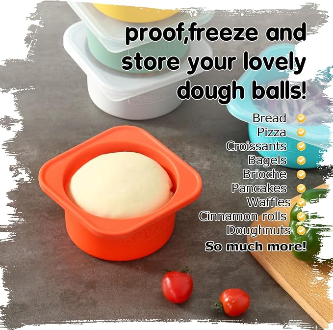 Stackable Silicone Artisan Pizza Dough Proofing Proving Containers with Lids-2/3/4/5 pack-500ml portion (Spacegrey, 5 PACK) - Image 7