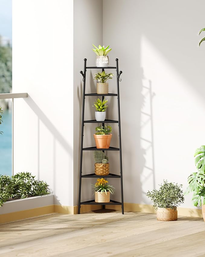 6-Tier Cookware Stand, Triangle Shelf Storage Tower for Kitchen, Pans Pots Storage Rack, Metal Wire Shelf Organizer, Corner Shelf, for Kitchen, Living Room, Black TPR14BB - Image 3