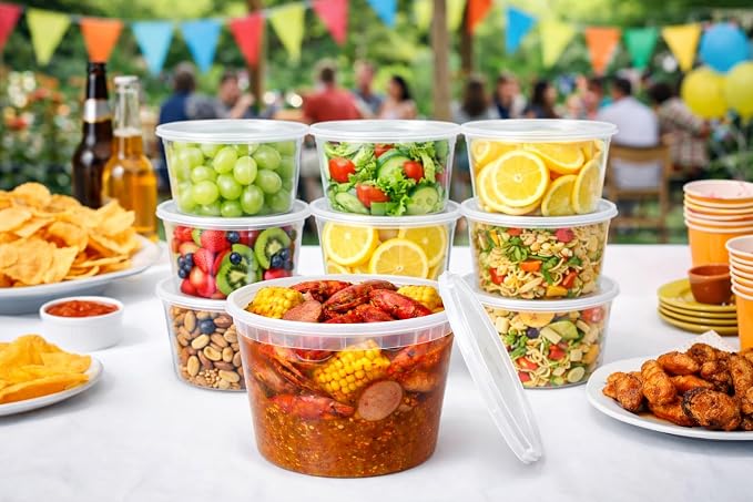 64 oz [6-Pack] BPA Free Microwavable Plastic Deli Containers with Lids | Leak-resistant, stackable and freezer-safe design keeps soups, leftovers and large portions fresh - Image 6