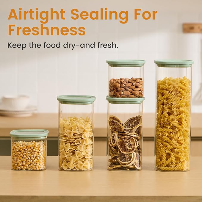 Glass Storage Jars with Lids, (0.78Qt-2.5Qt) 3 Pack | Borosilicate Glass, Glass Lid, Large Capacity Glass Food Storage for Pasta, Flour, Cereal, Cookies, Nuts, Coffee - Image 6