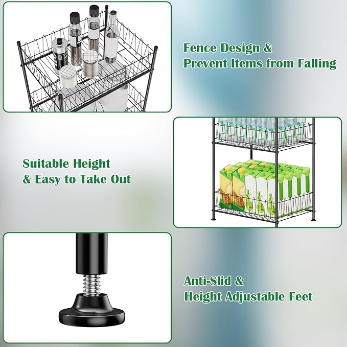 5 Tier Water Bottle Storage Rack Freestanding Metal Water Bottle Holder Shelf Organizer Drink Beverage Soda Can Organizer Storage Rack Bottled Water Stand for Floor Pantry Kitchen Food Storage, Black - Image 5