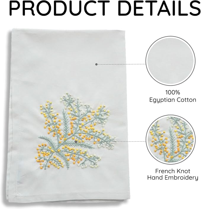 Cloth Tea Napkins Set of 6, Hand Embroidered Cotton Napkins with French Knot Design, Reusable Table Napkins for Dinner, Tea Time, Coffee and Cocktail Settings, 16x16 Inches (Ivory) - Image 3