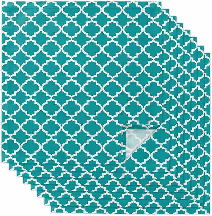 Cloth Napkins Set of 8-20x20 Inches, Teal Morocco Washable Reusable Table Napkins, Ethnic Boho Minimalist Abstract Geometric Soft & Absortbent Dining Napkin for Party Wedding Hotel Restaurant by Unknown