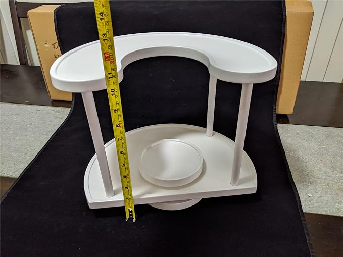 Two Tier Organizer Wood Lazy Susan for Countertop Spinner Turntable Tea Organizer for Cabinet Soda Rack Organizer Turn Tables for Organization Spice Storage Organizer House Organization (Pure White) - Image 5