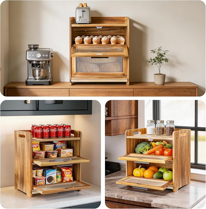 USION Bread Box for Kitchen Countertop (Brown-002) - Image 5