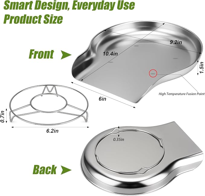 Palksky Colander and Strainer Self Drainer Base Plate Stainless Steel for Kitchen, Metal Countertop Draining Tray for Pasta Rice Noodle Fruit Veggie Food Strainer & Ceramic Colander - Image 9