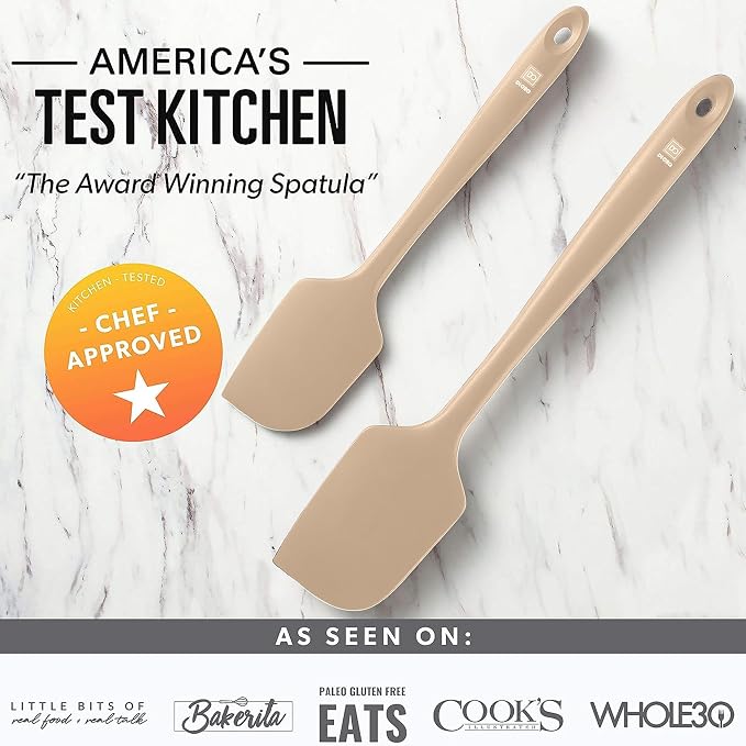 DI ORO Silicone Spatula Set - Rubber Kitchen Spatulas for Baking, Cooking, & Mixing - 600°F Heat-Resistant & BPA Free Silicone Scraper Spatulas for Nonstick Cookware - Dishwasher Safe (5pc, Clay) - Image 7