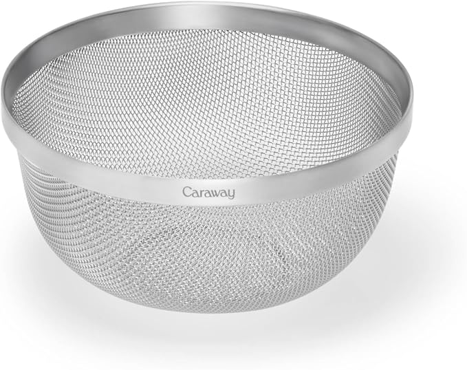 Caraway 2qt Stainless Steel Kitchen Strainer | Mesh Colander with Raised Base for Efficient Drainage, Non-Toxic, PFAS-Free by Unknown
