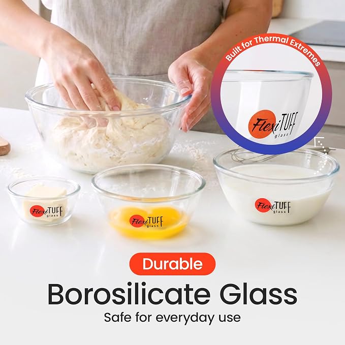 14pcs Set Salad Bowls (7 Airtight & 7 Lids) | Clear Salad Mixing Bowl for Cooking, Baking, Prepping | BPA Free, Dishwasher, Microwave & Freezer Safe Food Containers for Kitchen - Clear - Image 3