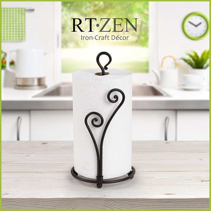 Matte Black Paper Towel Holder Non-Slip Base Countertop | Decorative Farmhouse Paper Roll Holder, Rustic Metal Modern Stylish Accent Durable Stand for Kitchen, Bathroom (Heart Shaped) - Image 4