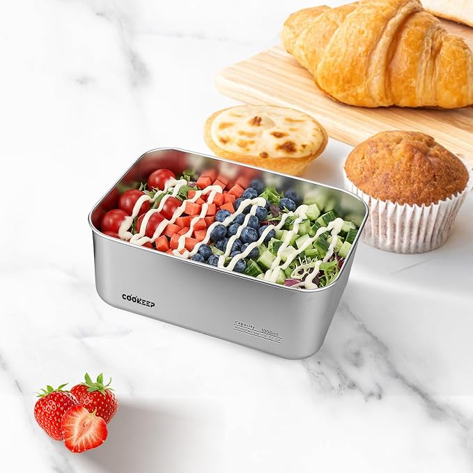 34oz/1000ml Stainless Steel Food Containers, Stainless Steel Containers with Lids,Snack Containers,Lunch Box,Easy Clean,Airtight&Leakproof for Kitchen Storage,Dishwasher safe,BPA-Free - Image 3
