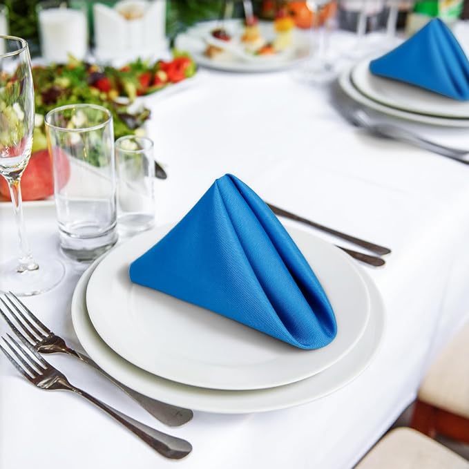 SuperO Set of 40 Cloth Napkins 17 x 17 Inch, Polyester Solid Washable Dinner Napkins with Hemmed Edges,Great for Restaurant, Wedding and Party(Mediterranean Blue) - Image 4