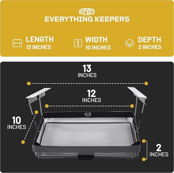 KEEPERS - Under Desk Drawer Slide Out – Metal Under Desk Storage Drawer for Office, Home, RV, Kitchen – Slim Under Table Drawer Attachment with Easy DIY Mount - Under Desk Organizer - 13x10x2.5In - Image 6
