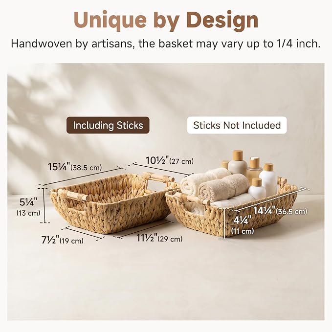 Storageworks Wicker Baskets For Organizing, Water Hyacinth Storage Baskets - Image 3