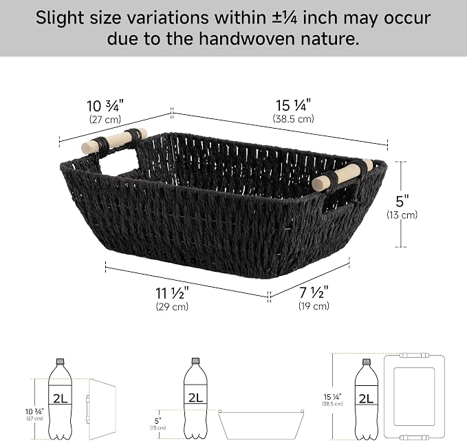 Storageworks Wicker Baskets, Toilet Paper Baskets For Shelf, Bosana Green - Image 3