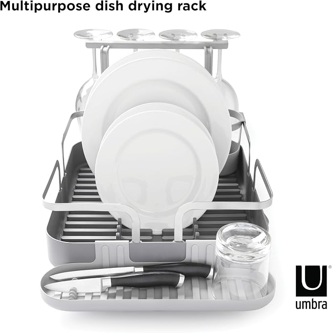 Umbra Holster Dish Rack– Molded Plastic Dish Drying Rack with Drainage Spout, Charcoal - Image 7
