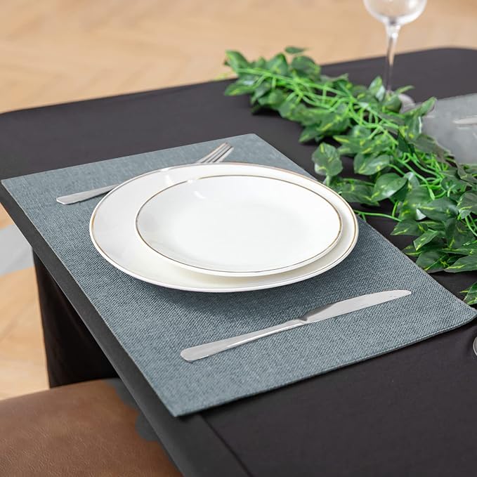 Cloth Placemats Set of 8, Linen Type Fabric Placemats Machine Washable Heat Resistant Placemats Polyester Place Mats for Halloween, Thanksgiving and Christmas Dining Table (Light Gray) - Image 4