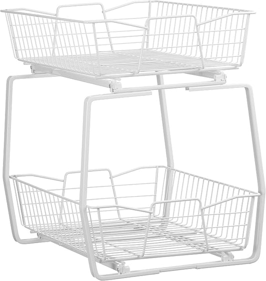 ClosetMaid 14 in. Pull Out Cabinet Organizer, 2 Tier, Heavy Duty, Slide Out Pantry Shelves Drawers for Kitchen, Bathroom, White by Unknown