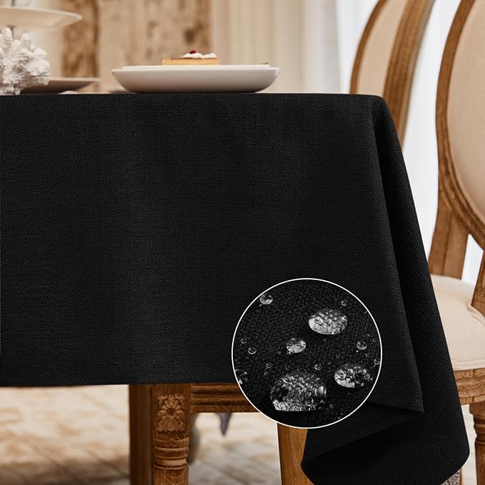 BALCONY & FALCON Rectangle Table Cloth Waterproof Graphite Black 118"x57" | Rectangular Washable Wrinkle Resistant Table Cloth Linen Fabric Tablecloths for Dining Party Kitchen Wedding and Outdoor Use by BALCONYFALCON