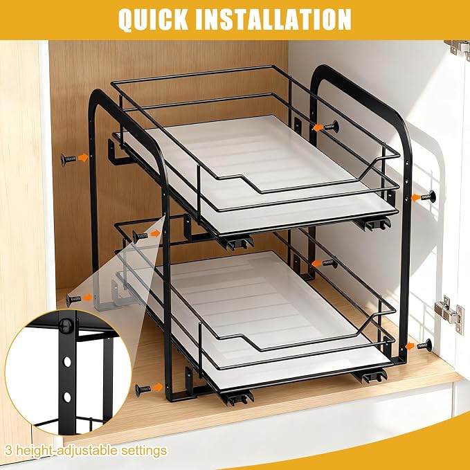 Extendable Spice Rack, 2 Levels, Spice Racks, Cabinet Organiser, Kitchen, Kitchen Cabinet Organiser, Extendable, Spice Rack, Height Adjustable, Standing Worktop Spice Rack for Kitchen Cabinets - Image 4