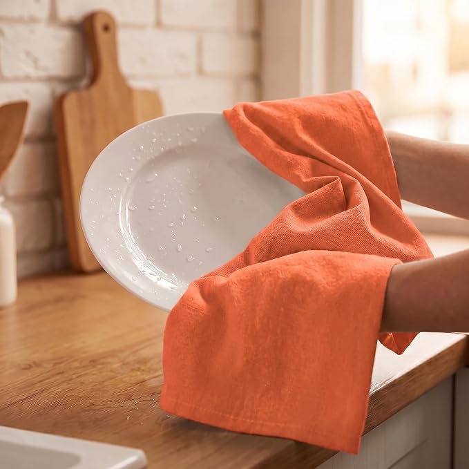 Urban Villa Kitchen Towels Cotton Dish Towels 20”x30” (Set of 6) Coral - Image 7