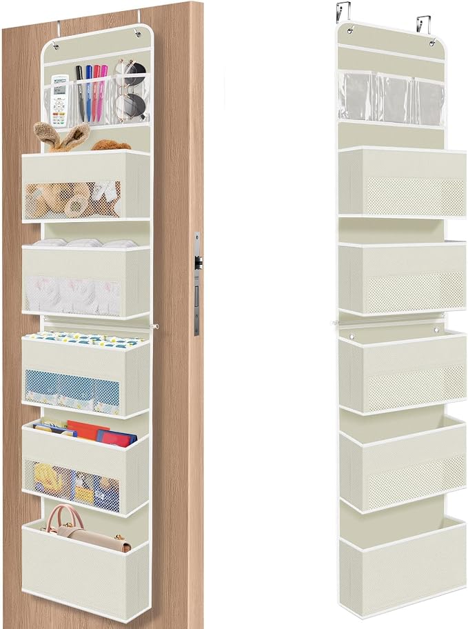 1Pack Over The Door Organizer Large Capacity Hanging Storage Room Organizer | 40 lb Capacity, Ultra-Sturdy, Detachable, Mesh Design with Clear Window, Space-Saving Organizer for Pantry, Nursery & Closet by SpaceHacks