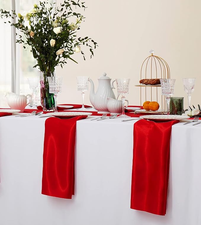 MDS® Pack of 150 Satin Napkins 12 x 12 Inch, Soft Silky Reusable Cloth Dinner Table Napkins for Wedding Décor, Reception, Birthday, Parties, Banquets, Catering, Restaurants & Hotel - Red - Image 5