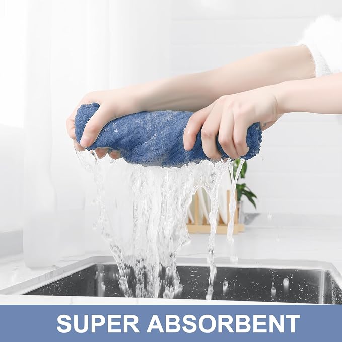 Homaxy Large Premium Cotton Kitchen Towels 16"x 28", 8 Pack, Navy Blue | Natural Ring Spun 390 GSM Dish Towels, Super Absorbent Terry Kitchen Hand Towels, Soft Tea Towels with Hanging Loop - Image 3