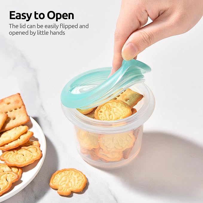 U-Taste Silicone Container with Lids, Kitchen Meal Prep Food Storage, 4oz*2 | Food Grade Liquid Silicone, Leak-Proof Airtight Lid, Meal Prep Lunch Box, Freezer & Microwave Safe, Clear Date Marking Circle - Image 8