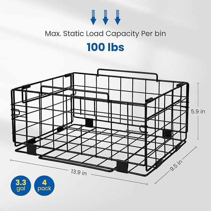 Reinforced Freezer Organizer Bins, 4 Pack Heavy Duty Metal Freezer Baskets, Stackable Deep Freezer Storage with Handles, Maximize Chest Freezer Space, No Assembly Required - Image 4
