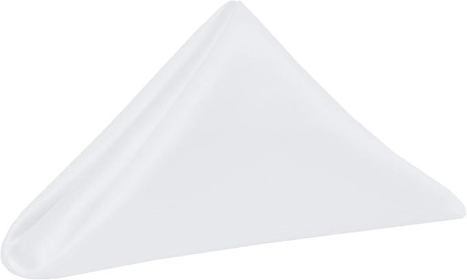 17x17-Inch Square Satin Cloth Napkins, White, Set of 120 | Bulk Case of 10 Dozen, Bridal, 100% Polyester Fabric, Matte Satin, Also Known as Lamour, Soft Luster, Seamless by UltimateTextile
