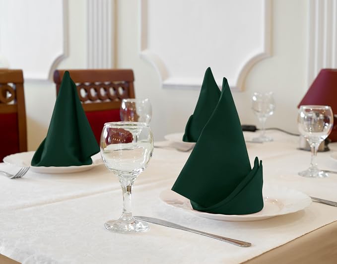 Utopia Kitchen Cotton Blend Hunter Green Cloth Napkins [12 Pack,18x18 Inch] | Absorbent Washable and Reusable for Dinner, Restaurant, Lunch, Wedding and Hotel - Image 2