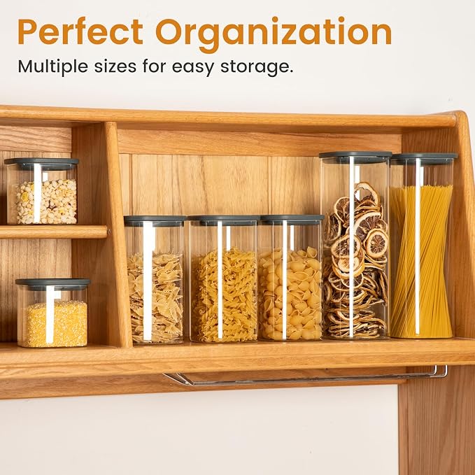 Glass Storage Jars with Lids, (0.78Qt-2.5Qt) 3 Pack | Borosilicate Glass, Glass Lid, Large Capacity Glass Food Storage for Pasta, Flour, Cereal, Cookies, Nuts, Coffee - Image 5