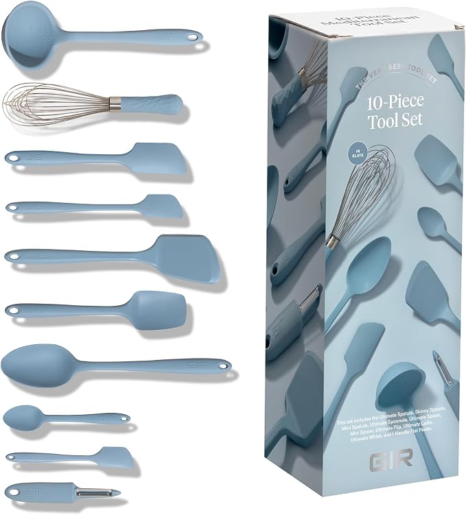 GIR: Get It Right 10-Piece Spatula Set & Silicone Utensils for Kitchen - Slate - Heat Resistant to 425°F - Dishwasher Friendly - Includes Ladle, Whisk, Potato Peeler & Kitchen Spoons - Image 2