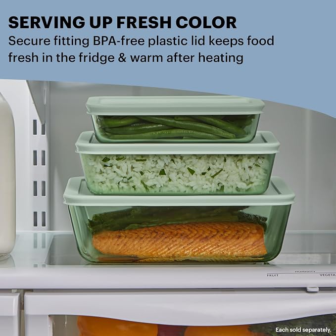 Pyrex Colors Tinted (4-PC) Large Rectangular Food Storage Container Set, Snug Fit Non-Toxic Plastic BPA-Free Lids, Freezer Dishwasher Microwave Safe, 6 Cup & 11 Cup - Image 4
