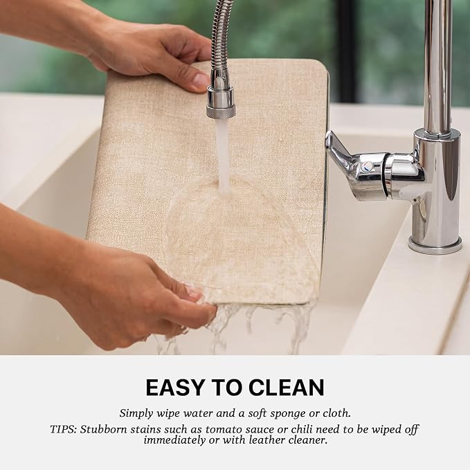 Baroyal Faux Leather Placemats Set of 8 Vinyl Washable Wipeable Table Mats for Kitchen Dining Table Heat Resistant Waterproof Modern Indoor/Outdoor Placemats Non-Slip Easy Clean Place Mats (Beige) - Image 3