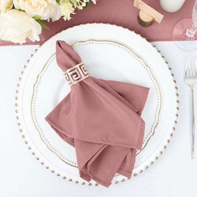 Efavormart Premium Cloth Napkins Set of 5, 17x17 Inch Dusty Rose Seamless Dinner Napkins, Washable Linen Table Napkin Cloth with Hemmed Edges for Weddings, Party and Banquet - Image 6
