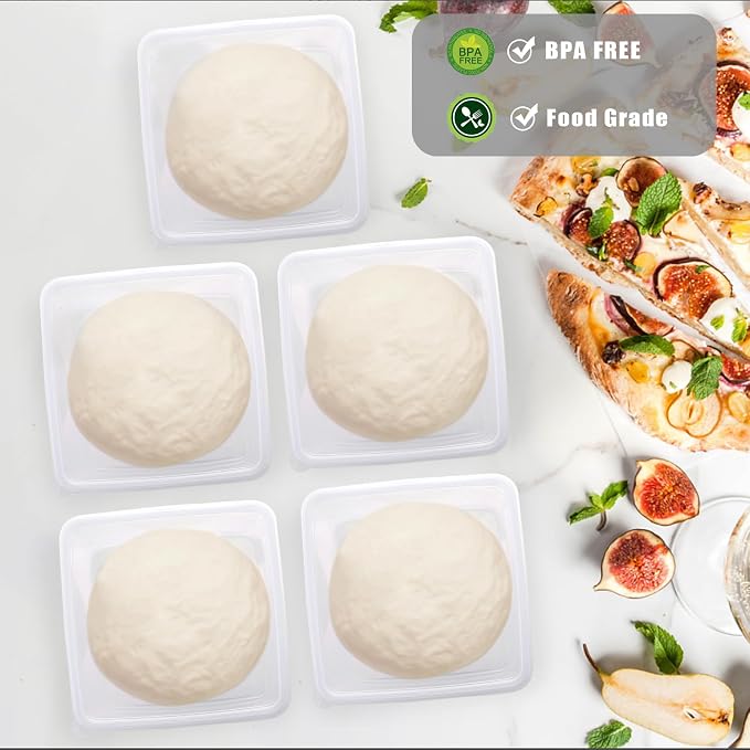 BSTKEY 8 Packs Clear Small Pizza Dough Proofing Box, Stackable Square Dough Proofing Container Reusable Bread Dough Proofing Storage Organizer with Lid Candy Cookie Storage Box - Image 4