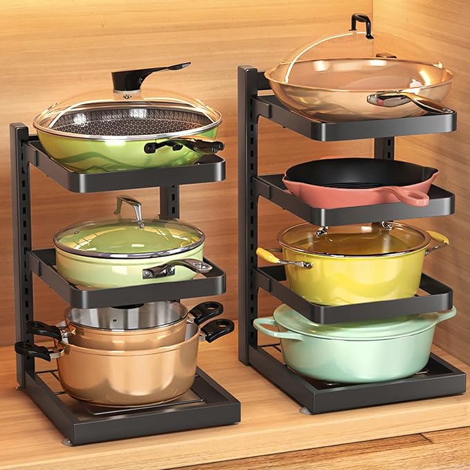 Dxcaicc Pot Organizer Rack for Under Cabinet,Height and Position are Adjustable,lid Organizer for Kitchen Cabinet Organizers and Storage,3 Layer - Image 7