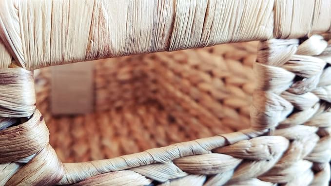 M4DECOR Water Hyacinth Storage Baskets, Wicker Storage Basket with Handles, Woven Baskets for Storage, Pantry Storage Baskets for Kitchen Organizers and Storage Pantry (2 Packs Medium) - Image 7