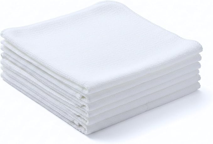 Flour Sack Shop Towels, White Cotton Cleaning Towels 14" x 12", Pack of 6 Reusable Absorbent Towels for Garage, Automotive, Workshop, Kitchen Cleaning, Polishing, Dusting & Multi-Purpose Use by LITOLinenandTowel