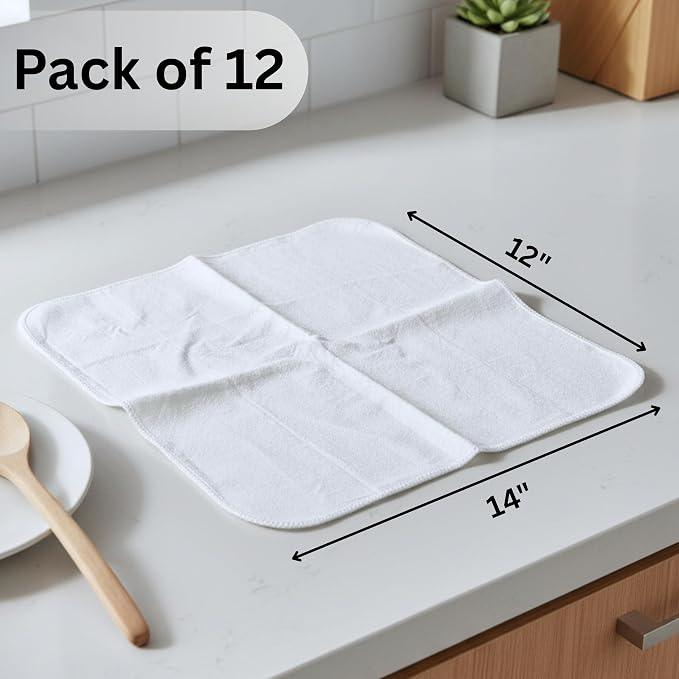 Flour Sack Shop Towels, White Cotton Cleaning Towels 14" x 12", Pack of 12 Reusable Absorbent Towels for Garage, Automotive, Workshop, Kitchen Cleaning, Polishing, Dusting & Multi-Purpose Use - Image 5